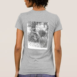 Camiseta Vintage Bicycle and Roses Sketch