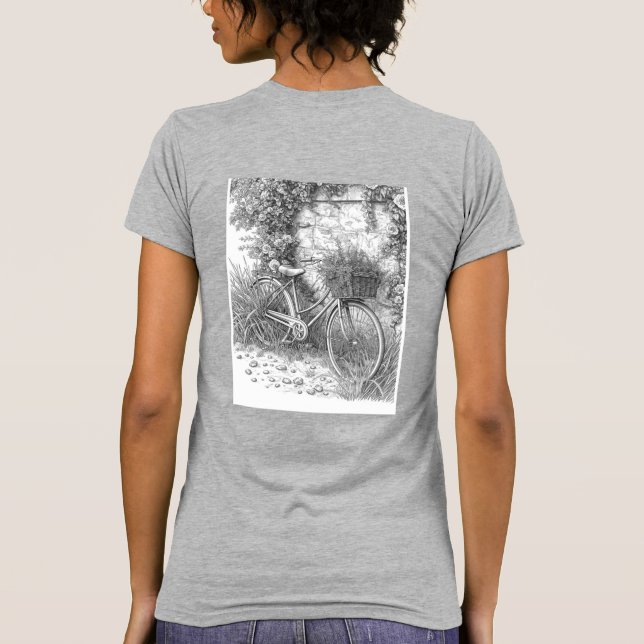 Camiseta Vintage Bicycle and Roses Sketch (Verso)