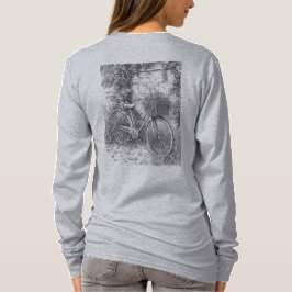 Camiseta Vintage Bicycle and Roses Sketch