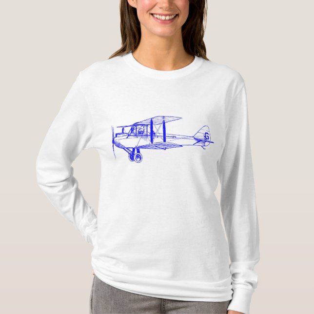 Camiseta Vintage Biplane - Azul (Frente)