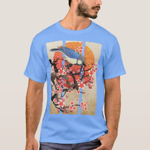 Camiseta Vintage Bird Art Japonês Sakura Chersom Blossom Fl