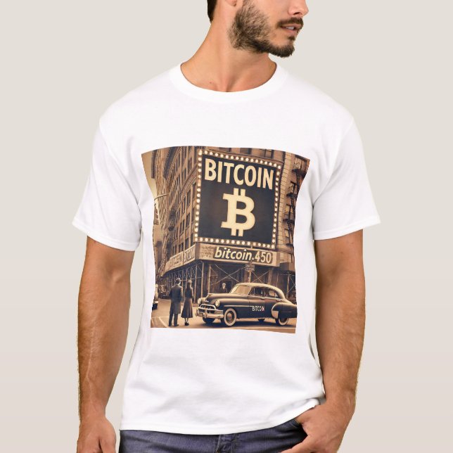 Camiseta Vintage Bitmoney BTC Advertisement Crypto Design (Frente)
