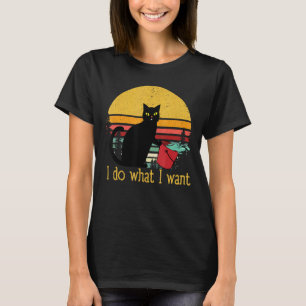 Camiseta Vintage Black Cat Red Cup Eu Faço o que quero