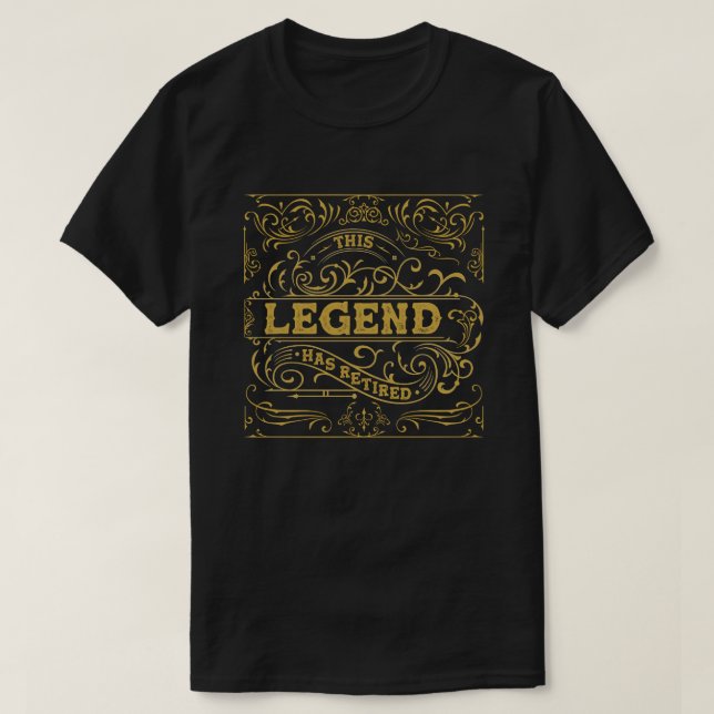 Camiseta Vintage Black Dourado Legenda Retirement (Frente do Design)
