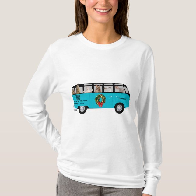 Camiseta Vintage blue bus Holiday Bunny Humor (Frente)