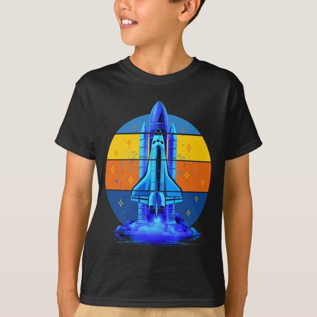 Camiseta Vintage Blue Space Shuttle (Frente)