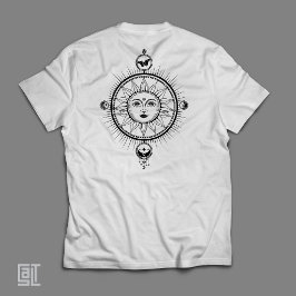 Camiseta Vintage Boho Chic Místico Celestial Sol Cósmico