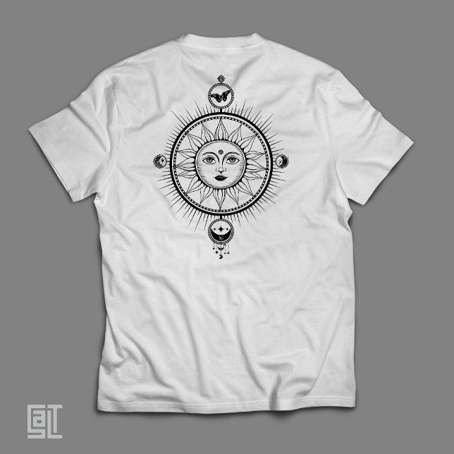 Camiseta Vintage Boho Chic Místico Celestial Sol Cósmico (Criador carregado)