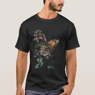 Camiseta Vintage Borboleta Monarca Bálsamo Flor Menina Pla