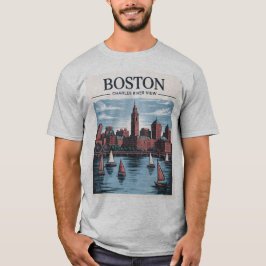 Camiseta Vintage Boston Massachusetts Cityscape & SailBotes