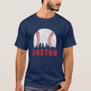 Camiseta Vintage Boston Skyline Baseball Throwback For Red