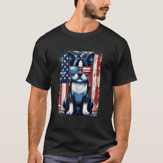 Camiseta Vintage Boston Terrier Dog American USA US Flag Pe