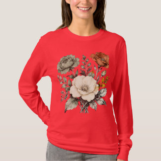 Camiseta Vintage Botanical Harmony – Elegant Floral Composi