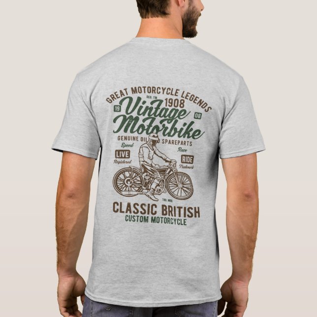 Camiseta Vintage British Motorbike Cafe Racer (Verso)