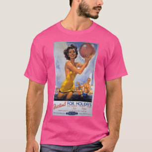 Camiseta Vintage British Railways Poster Para Butlins 1950