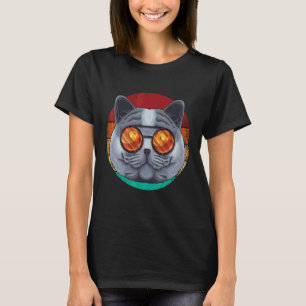 Camiseta Vintage British Shorthair Cat Face Retro Cat Oito
