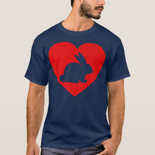 Camiseta Vintage Bunny Red Heart Dias de os namorados Da