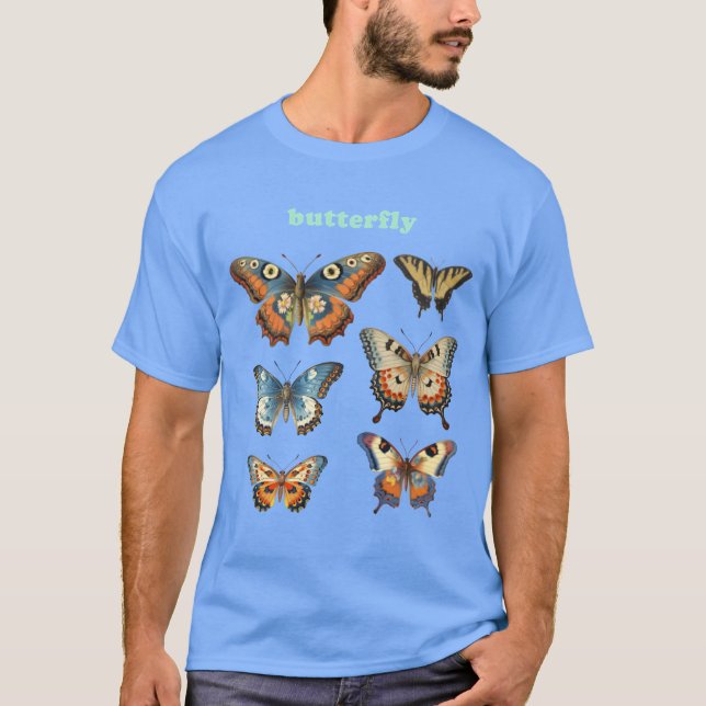 Camiseta Vintage Butterfly Illustrations funny (Frente)