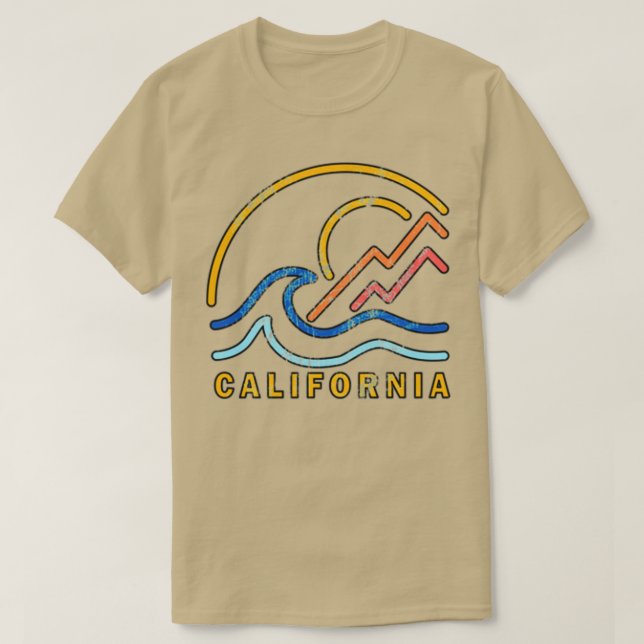 Camiseta Vintage California Surf Sticker (Frente do Design)