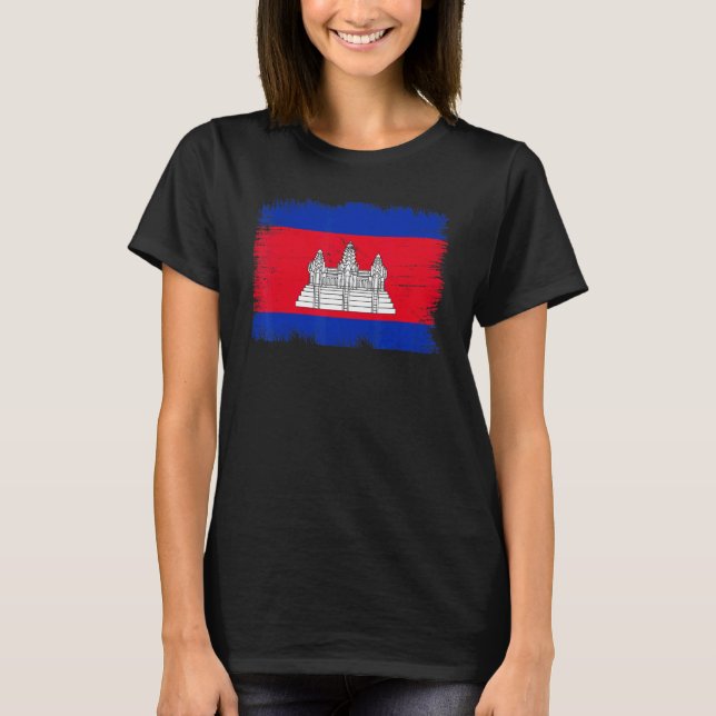 Camiseta Vintage Cambodia Flag Cambodian Independence Day (Frente)