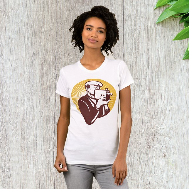 Camiseta Vintage Cameraman Womens T-Shirt (Criador carregado)