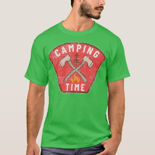 Camiseta Vintage Camp Time Ax Tree Campfire