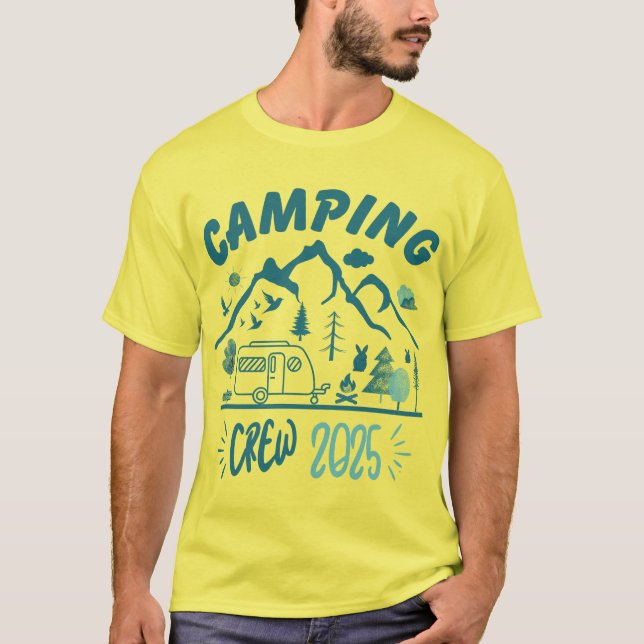 Camiseta Vintage Camping Crew 2025 amante acampando fofo (Frente)