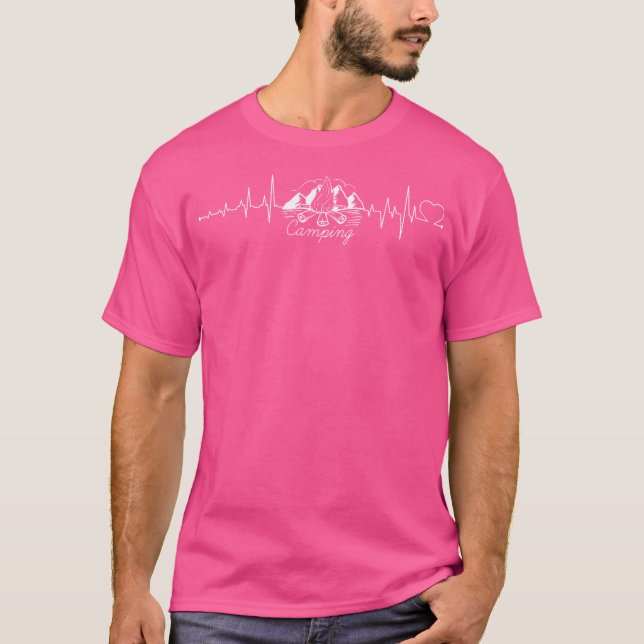Camiseta Vintage Camping Heartbeat Ecg (Frente)