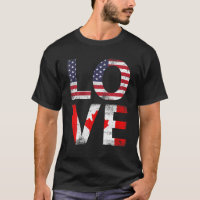 Vintage Canada USA Flag Canadian American Love