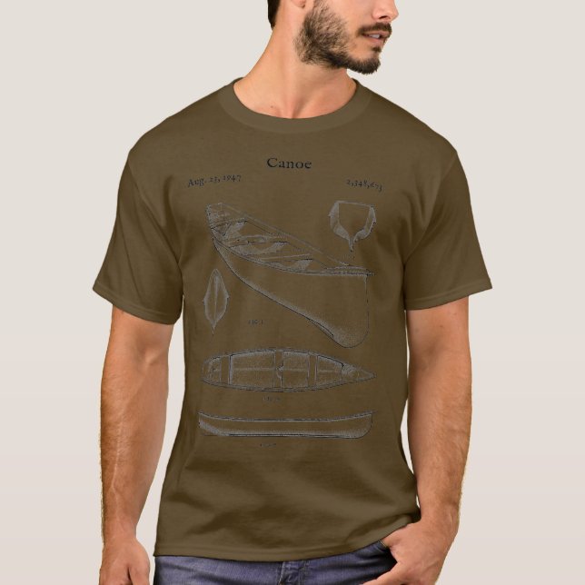 Camiseta Vintage Canoe Blueprint Canoeing Rio Kayak (Frente)