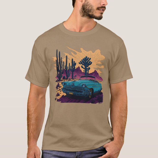Camiseta Vintage car and desert gift (Frente)