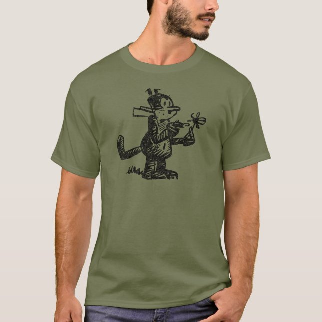 Camiseta Vintage Cartoon Cat. T-Shirt em Descanso (Frente)