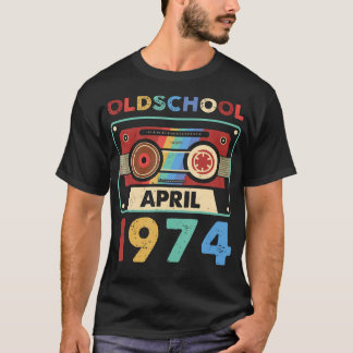 Camiseta Vintage Cassette OldSchool Abril De 1974 46º Birth