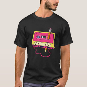Camiseta Vintage Cassette Tape Pencil 70's Música do anos 8