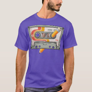 Camiseta Vintage Cassette Tape Pencil 70's Música do anos 8