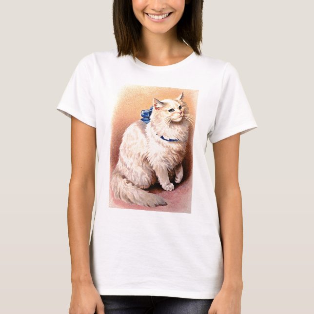 Camiseta Vintage Cat com Arco Azul (Frente)