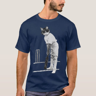 Camiseta Vintage Cat Playing Cricket