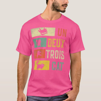 Camiseta Vintage Cat tee, Retro Un Deux Trois Cat Funny Cat