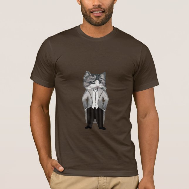 Camiseta Vintage Cat Vestindo um vestuário (Frente)