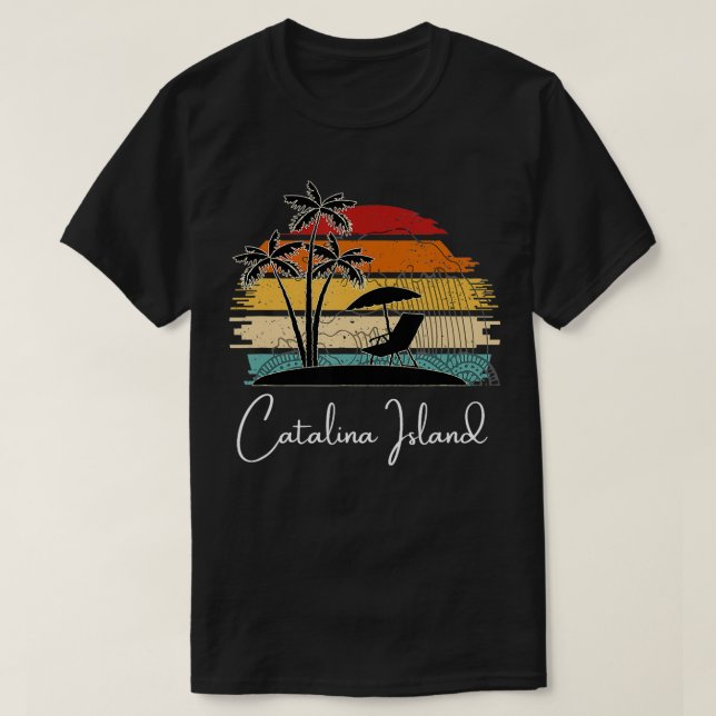 Camiseta Vintage Catalina Island Beach Palm Trees Primavera (Frente do Design)