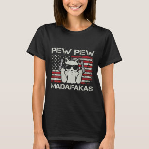 Camiseta Vintage Cats Pew Pew Madafakas Usa Engraçado Gato