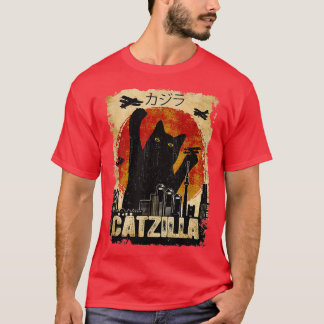 Camiseta Vintage Catzilla Funny Kitten e Cat