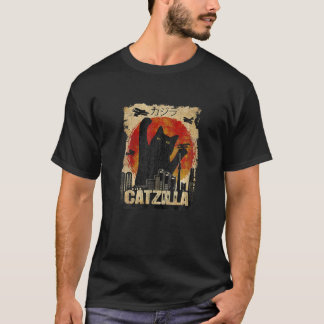Camiseta Vintage Catzilla Funny Kitten E Cat