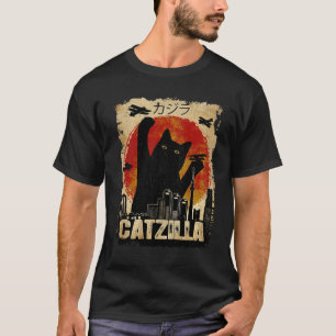 Camiseta Vintage Catzilla - Gatinhos Engraçados E Gato Pull