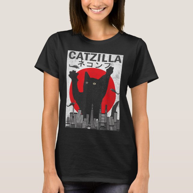 Camiseta Vintage Catzilla Japonês Sunset Style Kitt (Frente)