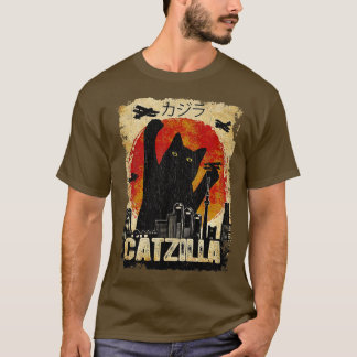 Camiseta Vintage Catzilla tee Funny Kitten e Cat
