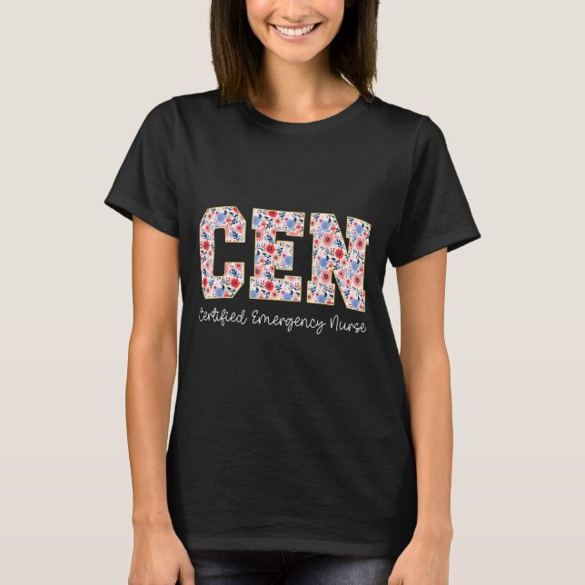 Camiseta Vintage Cen Certified Emergency Nurse Wildflowers  (Frente)