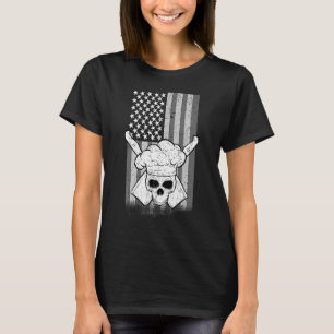 Camiseta Vintage Chef Skull American Flag Cookery Co