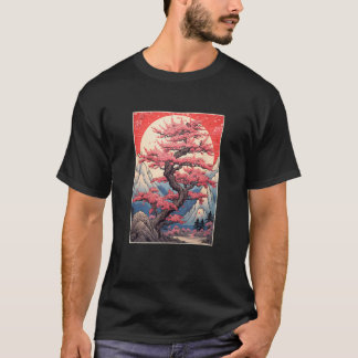 Camiseta Vintage Cherry Blossom Japonês Woodblock Art