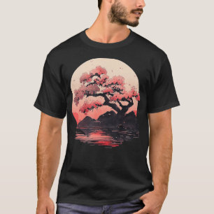 Camiseta Vintage Cherry Blossom Woodblock Japonês